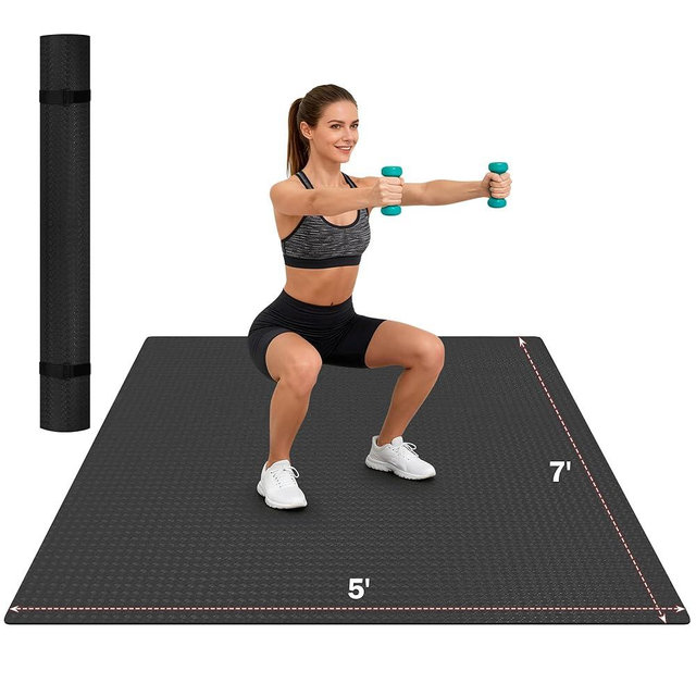 Stepwaver Extra Large Exercise Mat, 6'x4'/7'x5' /8'x5' (6mm) Thick Workout Mat for Home Gym & Garage Flooring, Shoe-Friendly, Non-Slip, Ultra Durable, Thick Large Workout Mats for Home Workouts