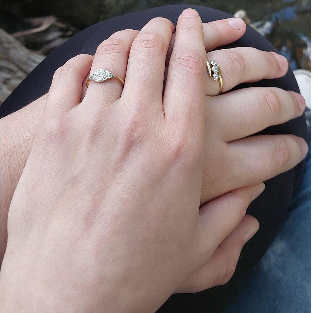 The rings. Gwen's circa 1930 and Nat's circa 1910.