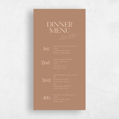Camel, Brown Wedding Menu - Menton Portrait