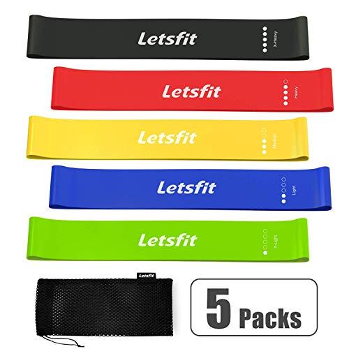 Letsfit Resistance Loop Bands, Resistance Exercise Bands for Home Fitness, Stretching, Strength Training, Physical Therapy, Natural Latex Workout Bands, Pilates Flexbands, 12" x 2"