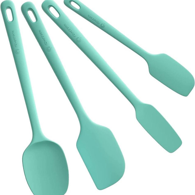 ChefAide 4 Pieces Silicone Spatula Set, Food Grade Rubber Spatula, Upgrade Strong Handle with Ergonomic Grip, Heat Resistant Up to 600°F for Nonstick Cookware, Cooking