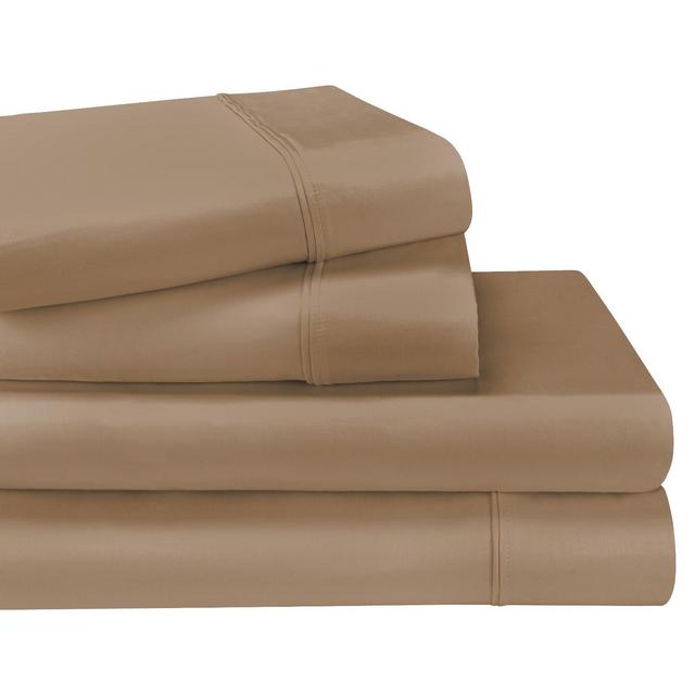 1200-Thread Count Cotton Deep Pocket Sheet Set, King, Taupe - Blue Nile Mills