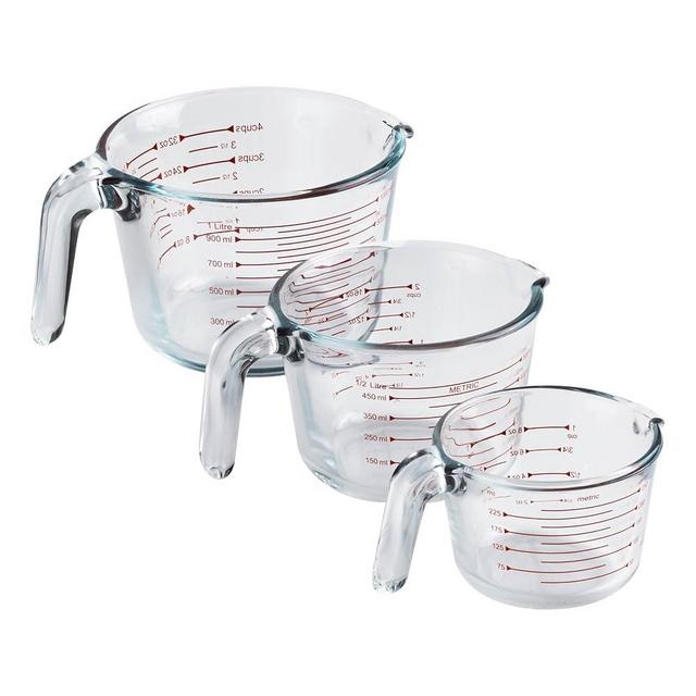 COOK WITH COLOR Glass Measuring Cups - 3 Piece Colored Glass Measuring Cup Set - 1 Cup, 2 Cup, 4 Cup Sizes - Ideal for Cooking and Baking