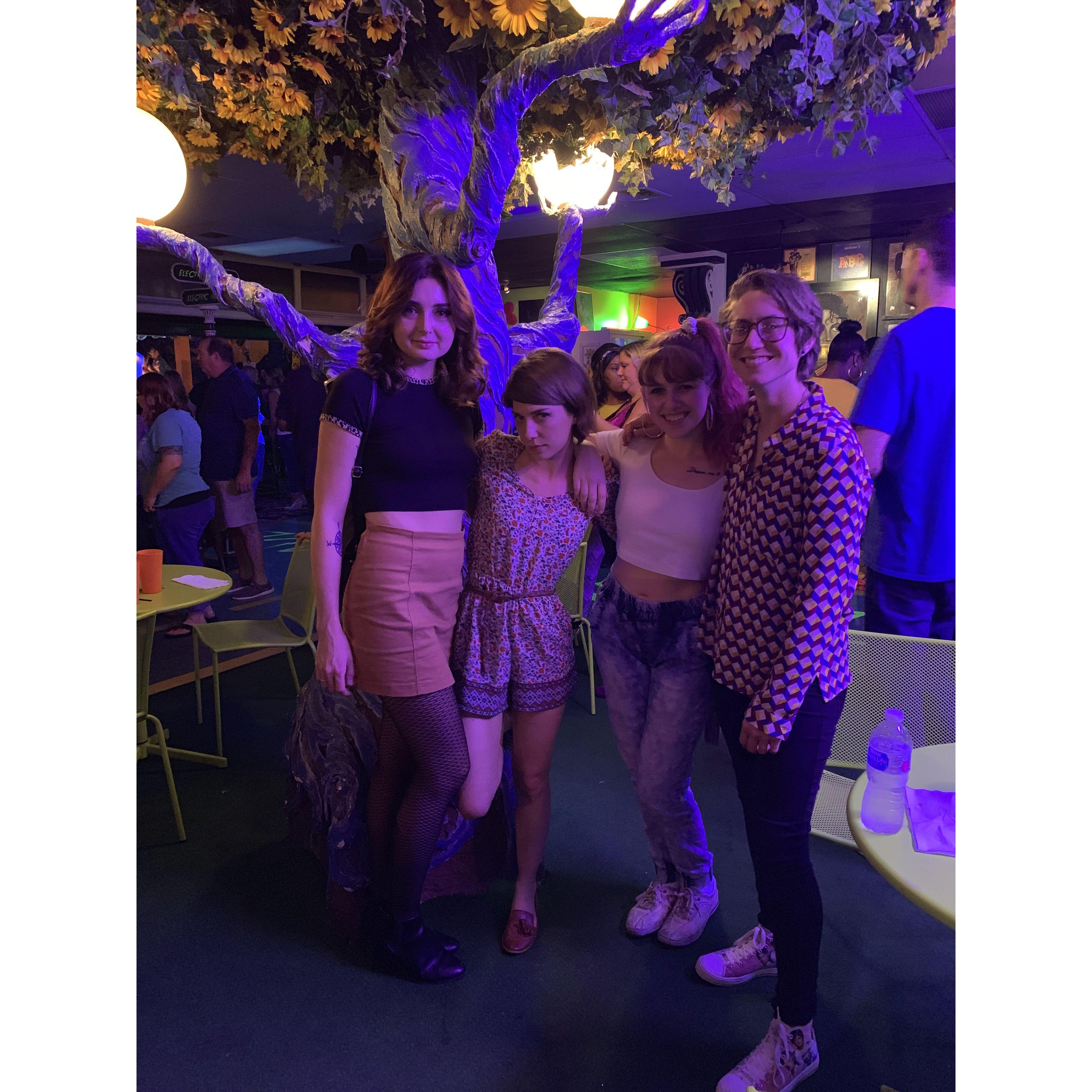 Kate, Courtney, Abby & Jordyn at Funkytown in August 2019, Jordyn's 26th birthday.