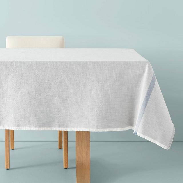 Engineered Stripe Oversized Tablecloth Gray/Blue - Hearth & Hand™ with Magnolia
