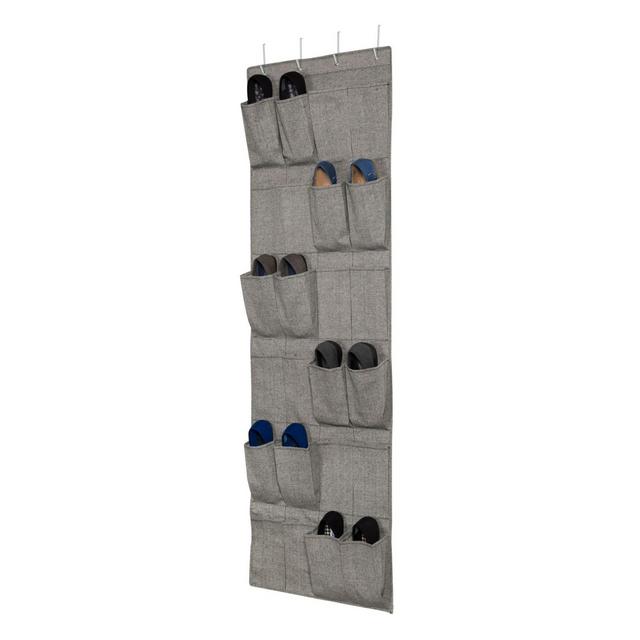 Squared Away™ Arrow Weave 24-Pocket Over-the-Door Shoe Organizer in Grey