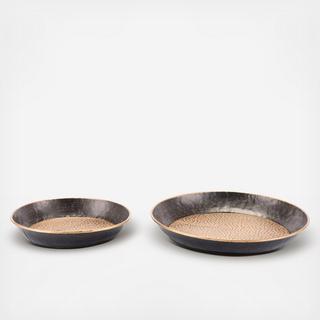 Antique Metal Tray, Set of 2