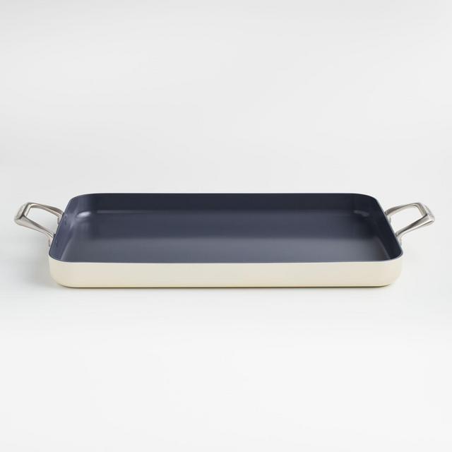 Crate & Barrel EvenCook Ceramic™ Cream Ceramic Nonstick Double Burner Griddle