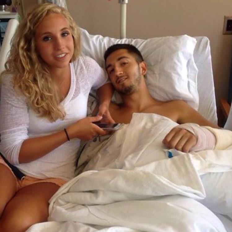 Kent in the hospital. Broken hip & wrist.  August 2014