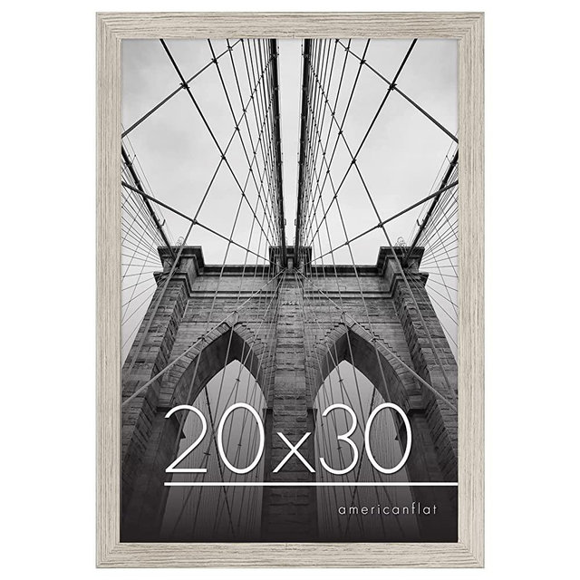 Americanflat 20x30 Poster Frame in Driftwood - Composite Wood with Polished Plexiglass - Horizontal and Vertical Formats for Wall with Included Hanging Hardware