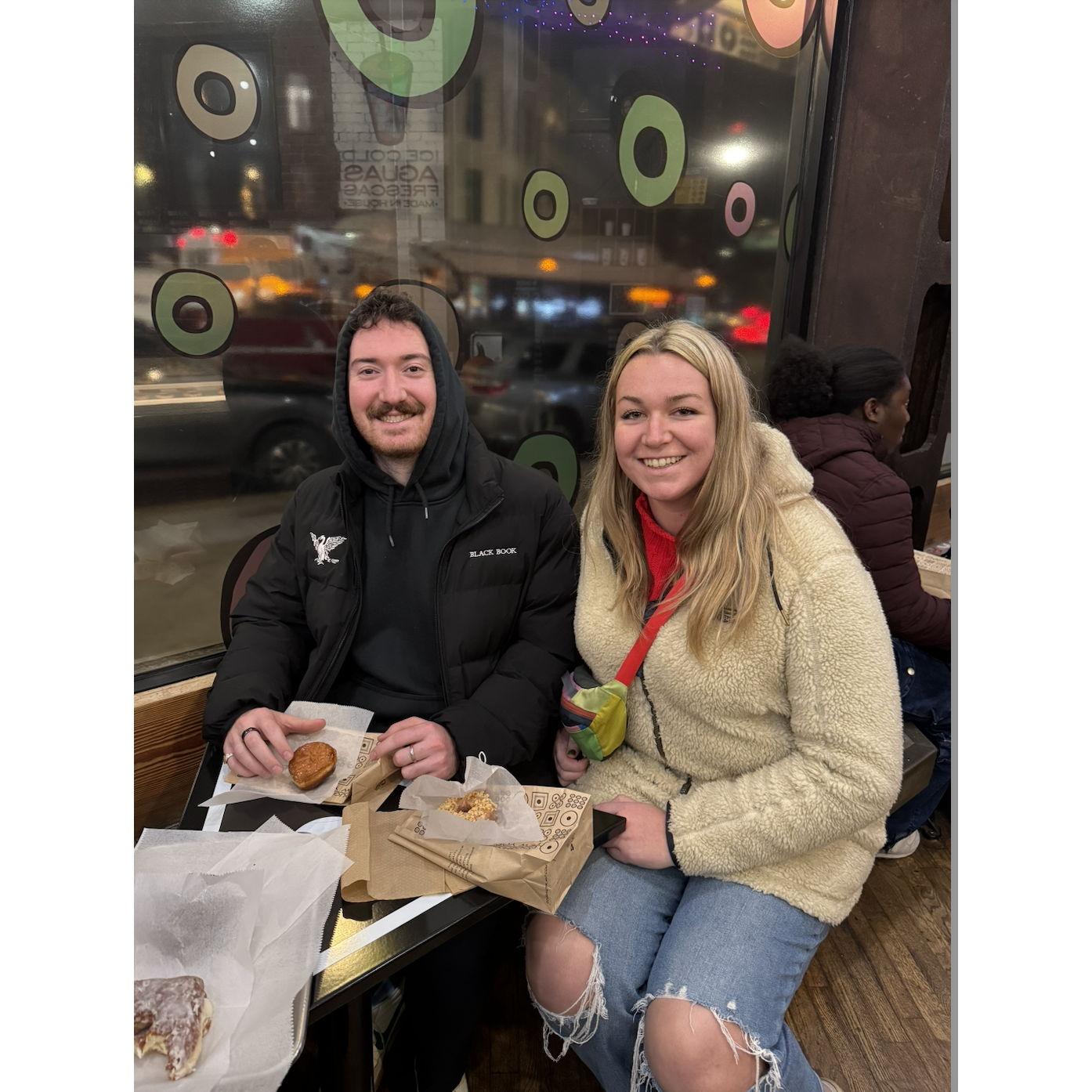Chael's sister Rose (Maid of Honor) with Alex enjoying some 10pm donuts.