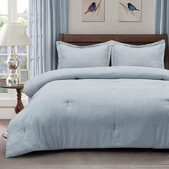 CozyLux Queen Comforter Set Navy Blue Cationic Dyeing 3-Piece Soft Bed Set Luxury Lightweight Fluffy Microfiber Down Alternative Duvet Insert for All Season (1 Comforter, 2 Shams)
