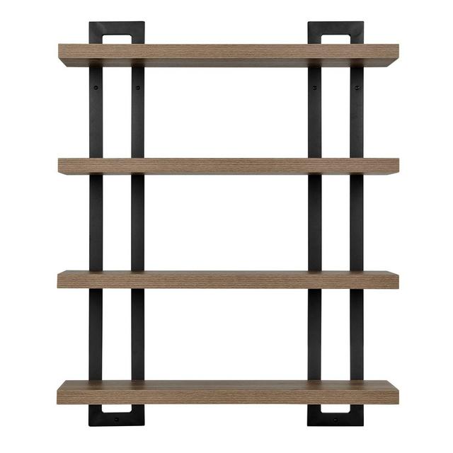 36" x 28.4" 4 Tier Floating Bracket Wall Shelf Unit Walnut - Danya B.