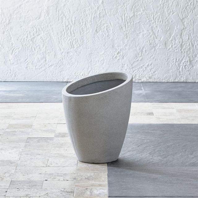 Slant Light Grey Short Indoor/Outdoor Planter