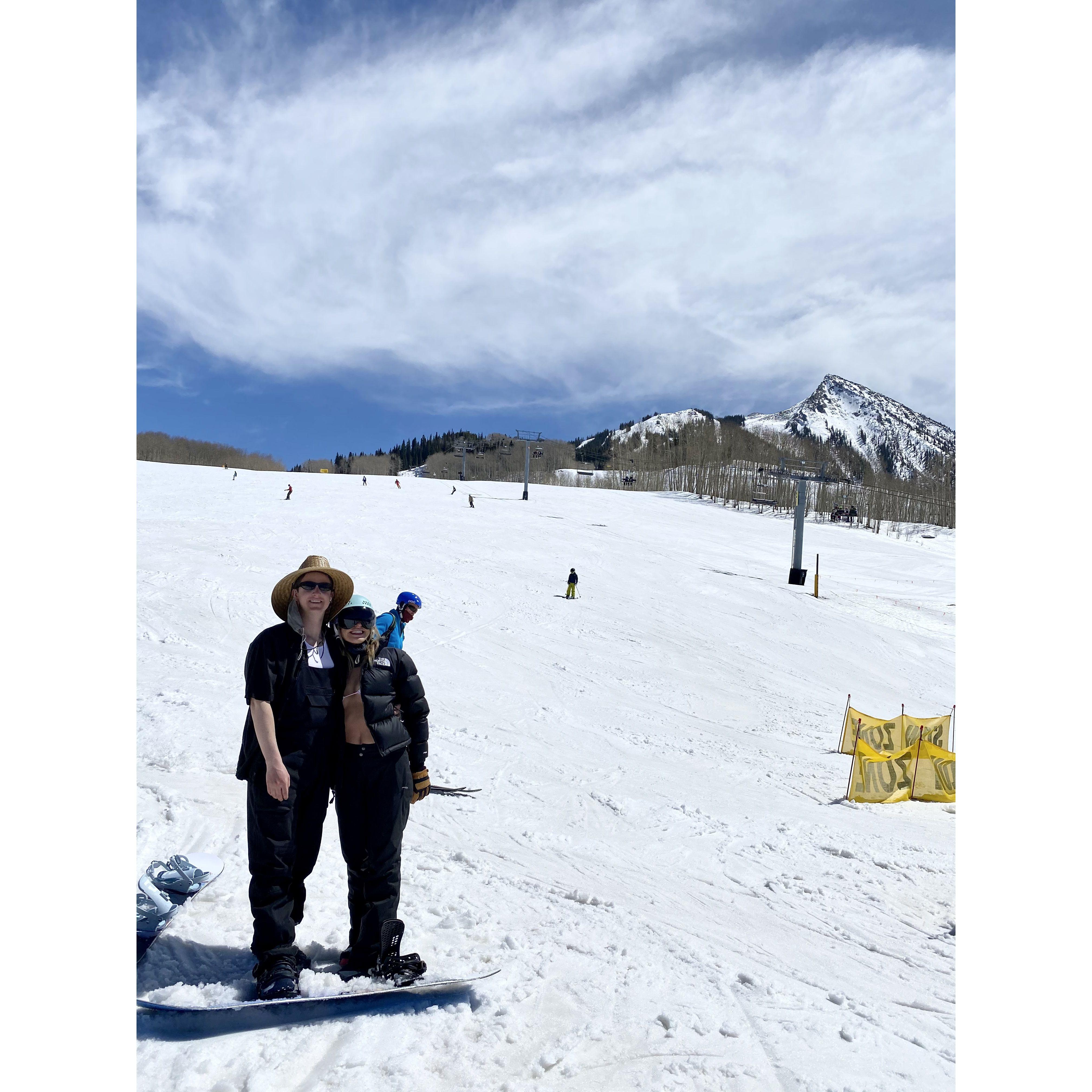 Snowboarding at Crested Butte, CO.