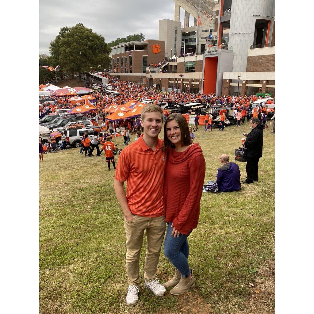 Our official first date at a Clemson football game that Nick definitely did not set us up on in 2019.