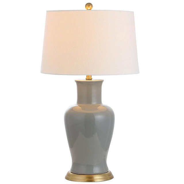 JONATHAN Y JYL4026C Julian 29" Ceramic LED Table Lamp Traditional Transitional Bedside Desk Nightstand Lamp for Bedroom Living Room Office College Bookcase LED Bulb Included, Gray