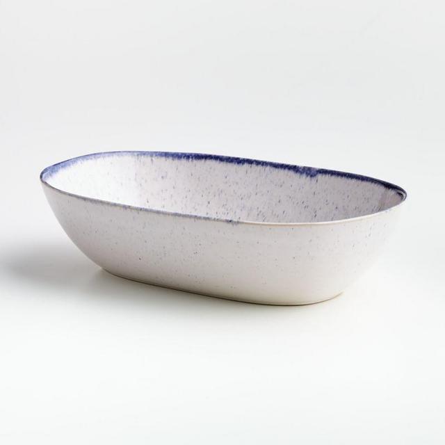 Lina Blue Stripe Oval Serving Bowl