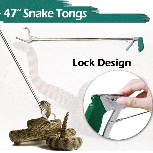 IC ICLOVER 47 Inch Extra Heavy Duty Standard Reptile Snake Tongs Reptile Grabber Rattle Snake Catcher Wide Jaw Handling Tool