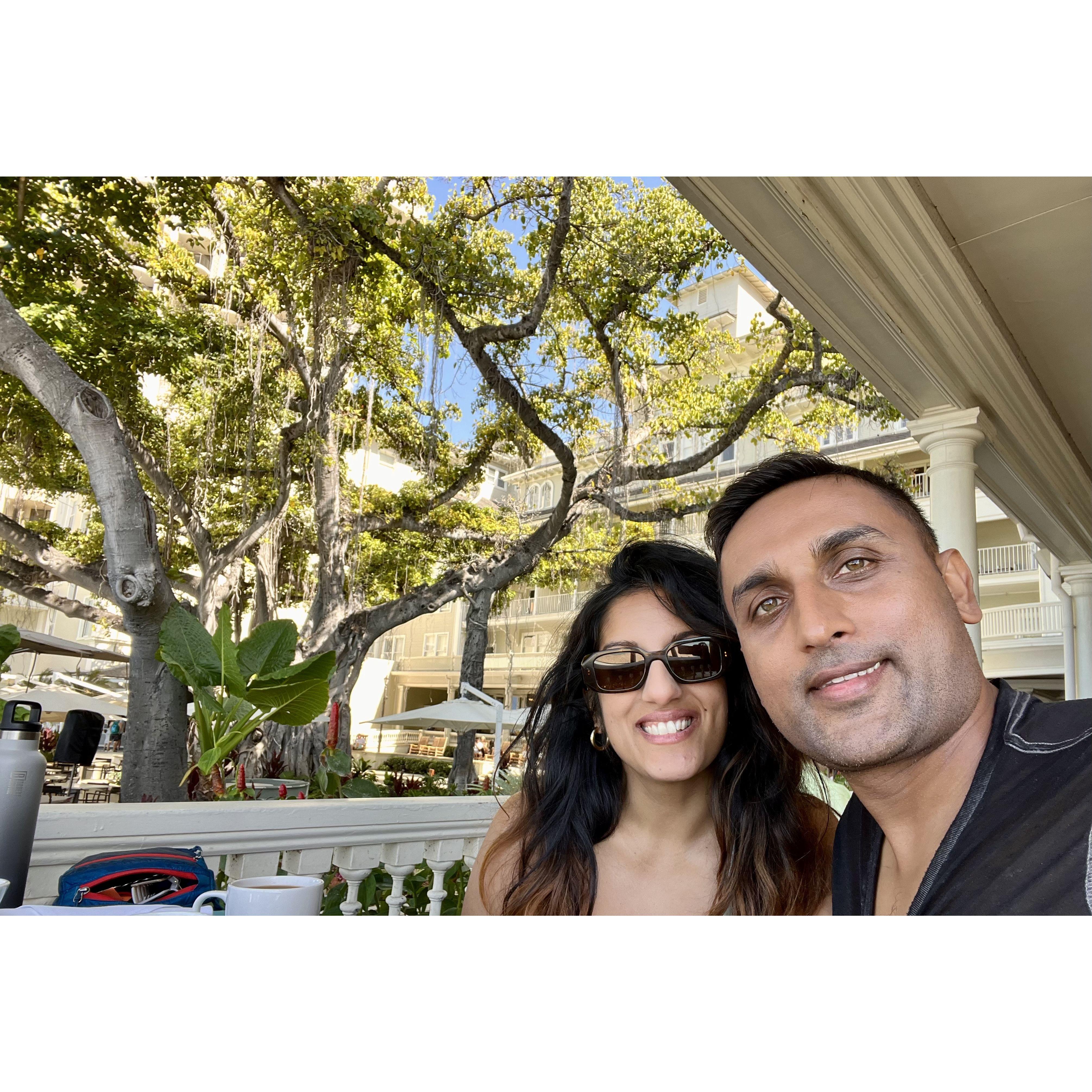 The most amazing banyan tree at the Moana Surfrider resort on Waikiki beach.