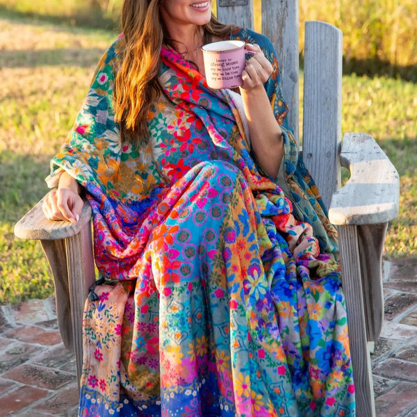 Double-Sided Cozy Throw Blanket - Bright Patchwork