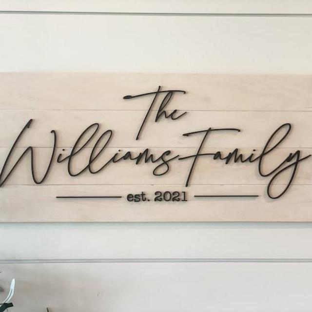 Modern Farmhouse Family Name Sign, Personalized Gift for Newly Engaged Couple with Wedding Date and Last Name, Farmhouse Wall Decor Foyer