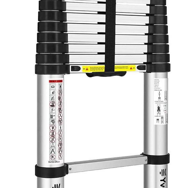 Yvan Telescoping Ladder,12.5 FT One Button Retraction Aluminum Telescopic Extension Extendable Ladder,Slow Down Design Multi-Purpose Ladder for Household Daily or Hobbies,330 Lb Capacity