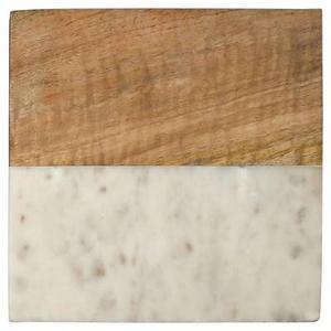 Thirstystone White Marble With Acacia Square Trivet