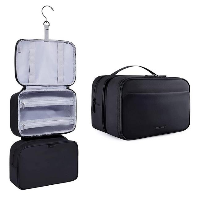 Toiletry Bag for Men, BAGSMART Hanging Travel Toiletry Organizer Large Dopp Kit for Men Water Resistant Shaving Bag for Toiletries Accessories, Black