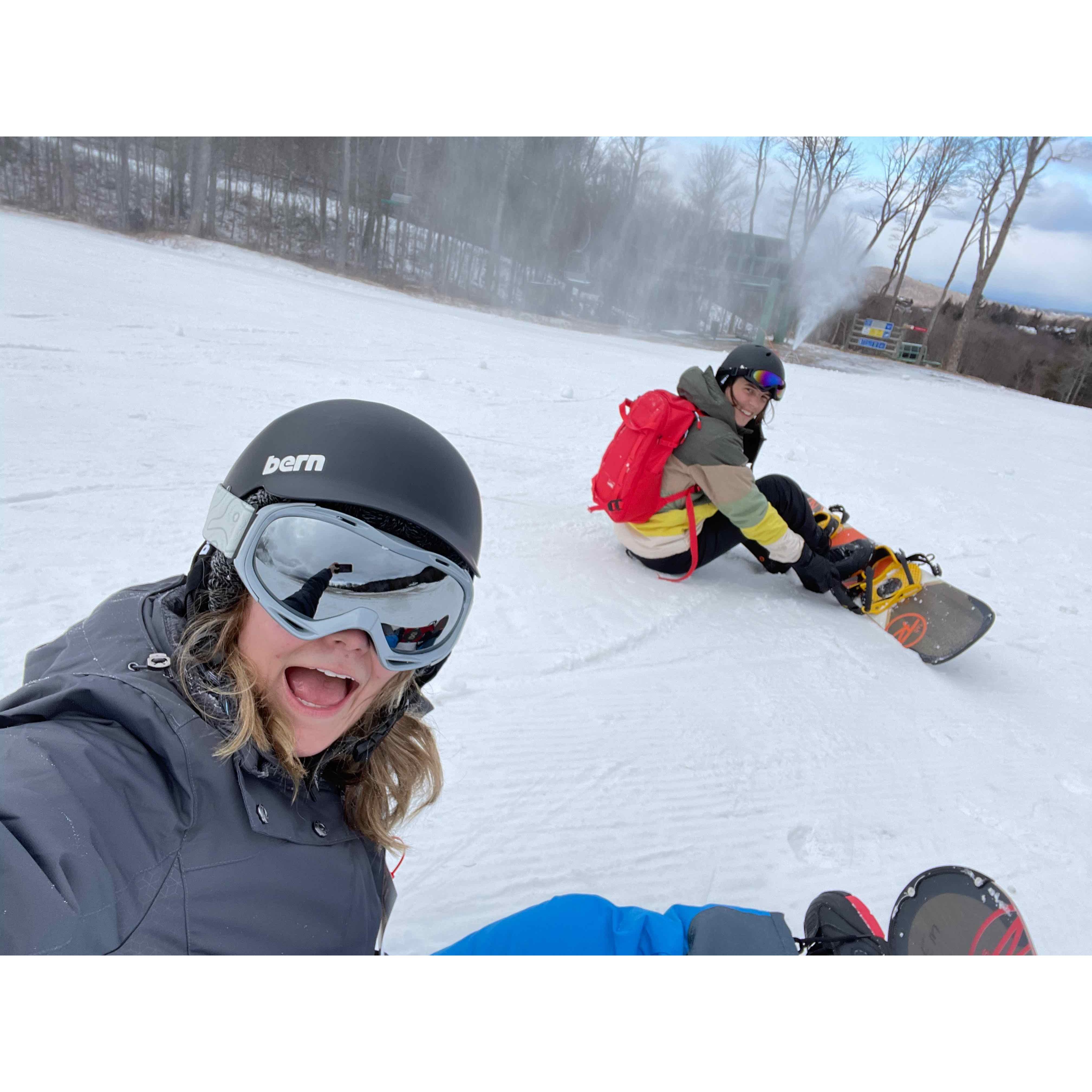 Jake being an amazing and patient snowboarding instructor.