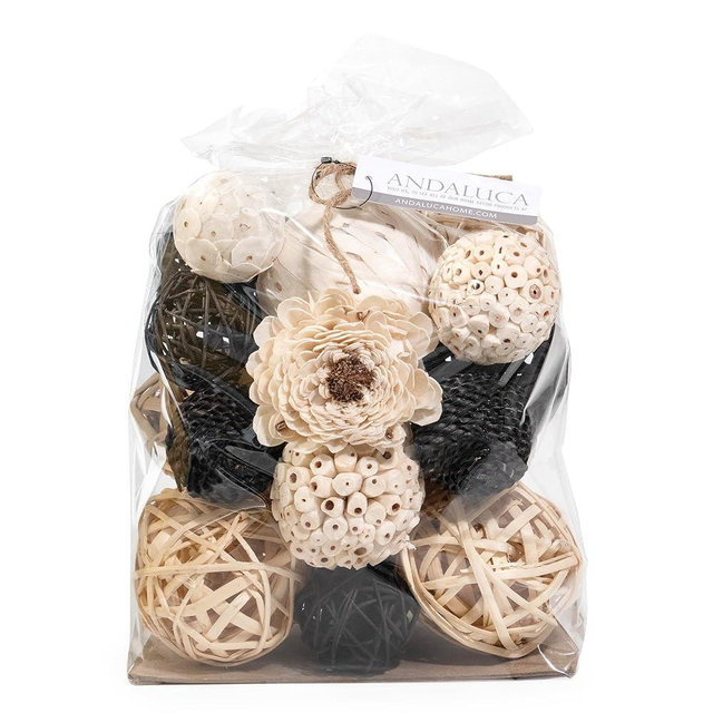 ANDALUCA Black & White Decorative Balls Bowl Filler Bag with Orbs, Balls (Black)