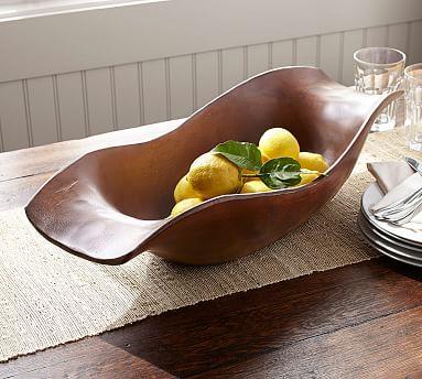 Vintage Wood Carved Oval Bowl