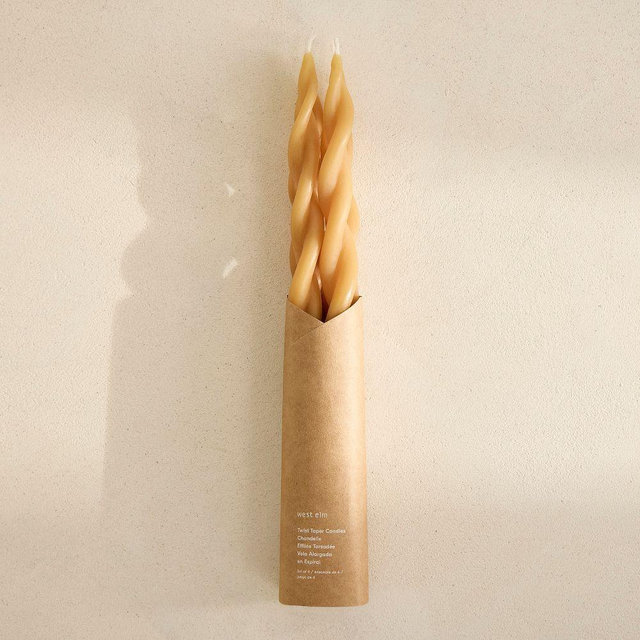 Signature Wax Twist Taper Candles, Beeswax, Set of 4
