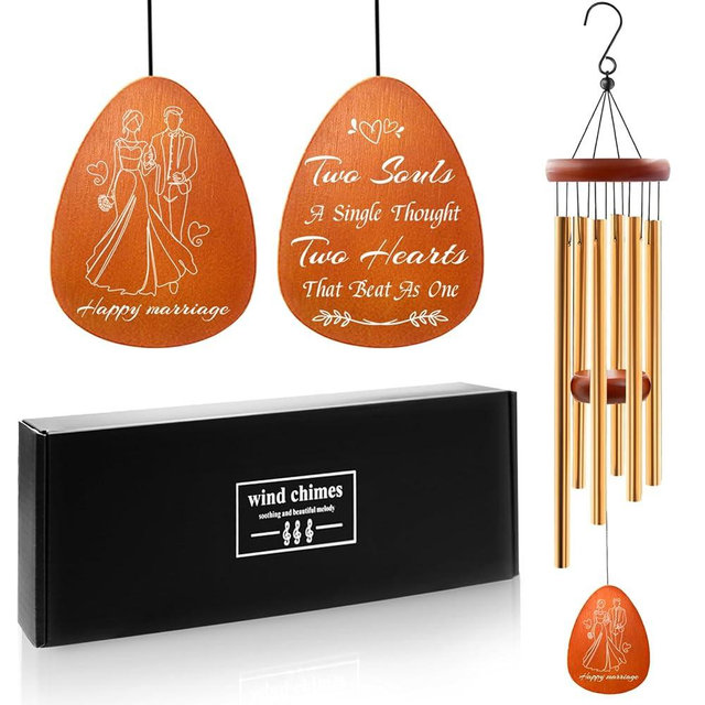 Wazzio Wedding Gifts for Couples 2026, Engagement Gifts for Christmas Valentines Day, Wedding Wind Chimes Gift for Newly Engaged Couples Bride, Marriage Gift for Newlyweds