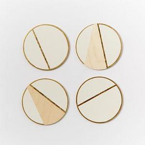 The Vintage Vogue Linea Coasters, White + Gold