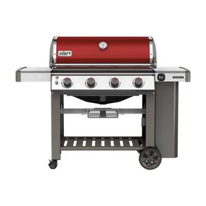 Genesis II E-410 4-Burner Propane Gas Grill in Crimson with Built-In Thermometer
