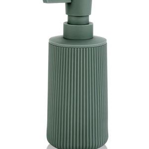 Small Soap Dispenser for Bathroom and Kitchen, Modern Farmhouse Striped Style Plastic Hand Soap Dish Soap Dispenser with Pump Matte Green