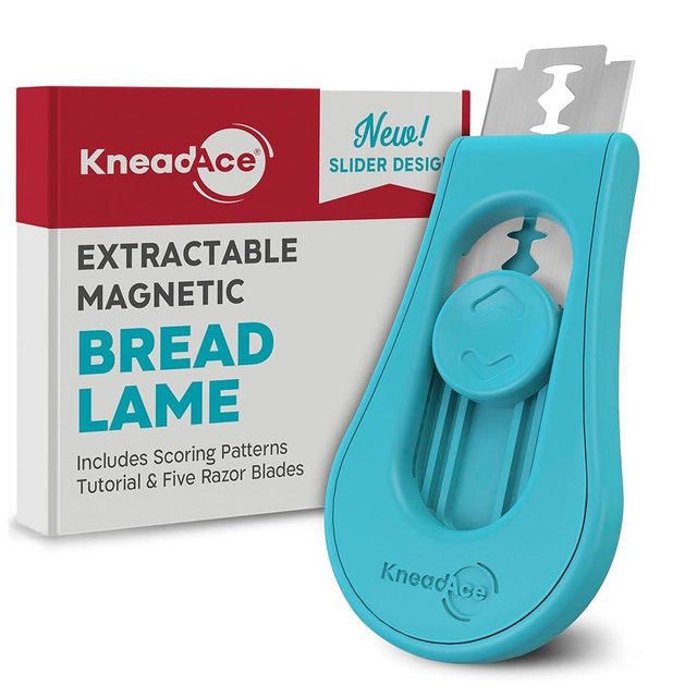 KneadAce Upgraded Extractable & Magnetic Bread Lame Dough Scoring Tool - Professional Sourdough scoring tool for Sourdough Bread baking & Bread Making Tools - Scoring Patterns booklet & 5 Razor Blades