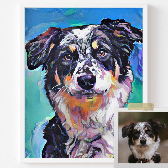 Custom Pet Portrait, Dog Portrait from Photo Commision, Personalized Dog Portrait, Modern Poster, Pet Memorial Gift, Unique Pet Canvas Print