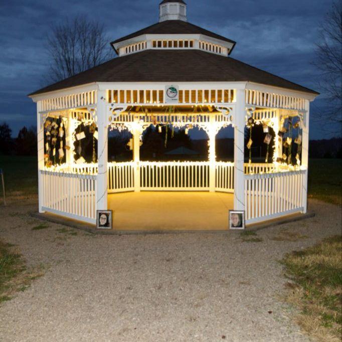 The gazebo on 11/9/24, decorated by our family; Micahel's mom and Step-Dad, Missy and Steve, and Kelsey's brother, Tanner