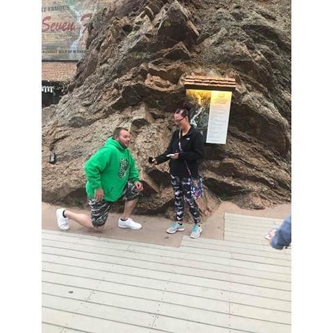 Jason popping the Question At Seven Falls in CO