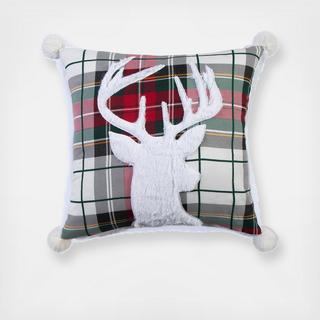 Spencer Plaid Deer Fur Pom Pillow