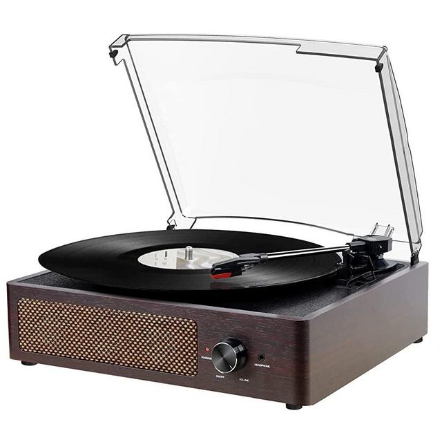 Vinyl Record Player Turntable with Built-in Bluetooth Receiver & 2 Stereo Speakers, 3 Speed 3 Size Portable Retro Record Player for Entertainment and Home Decoration