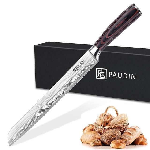 PAUDIN Bread Knife, 10 inch Serrated Knife, German Stainless Steel Bread Knife for Homemade Bread, Razor Sharp Edge for Efficient Slicing Sourdough Bread, Bagels, Cake