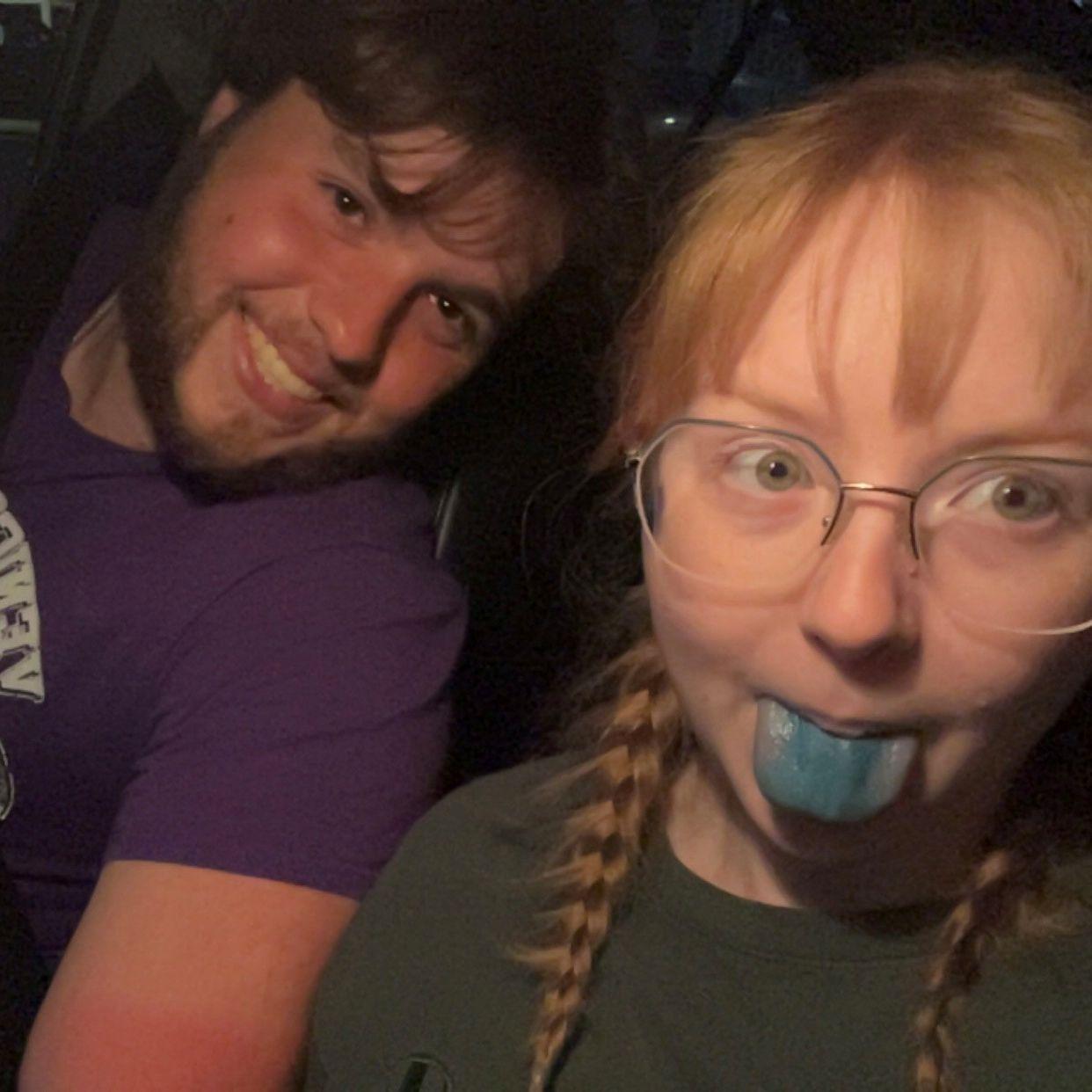 Can you tell we got blue ice cream before this?
