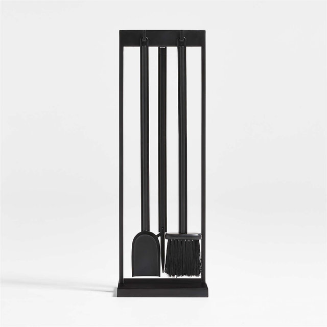 Black Rectangular Frame Fireplace Tools