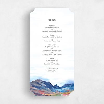 Pink Ticket Wedding Menu - Deepcreek