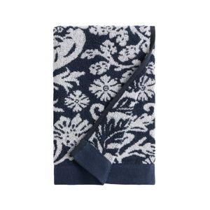 Nadia Navy Blue and White Floral Jacquard Hand Towel