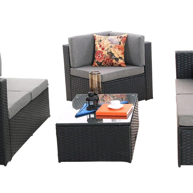 Cotswald Wicker/Rattan 5 - Person Seating Group with Cushions