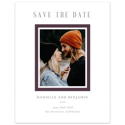 Dark Plum, Purple Wedding Digital Save the Date - Ciel Portrait